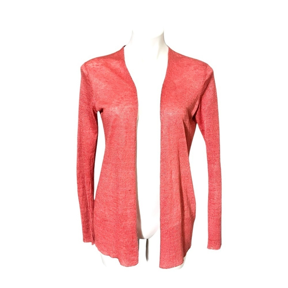 Eileen Fisher Linen Open Front Cardigan Size X Small Coral